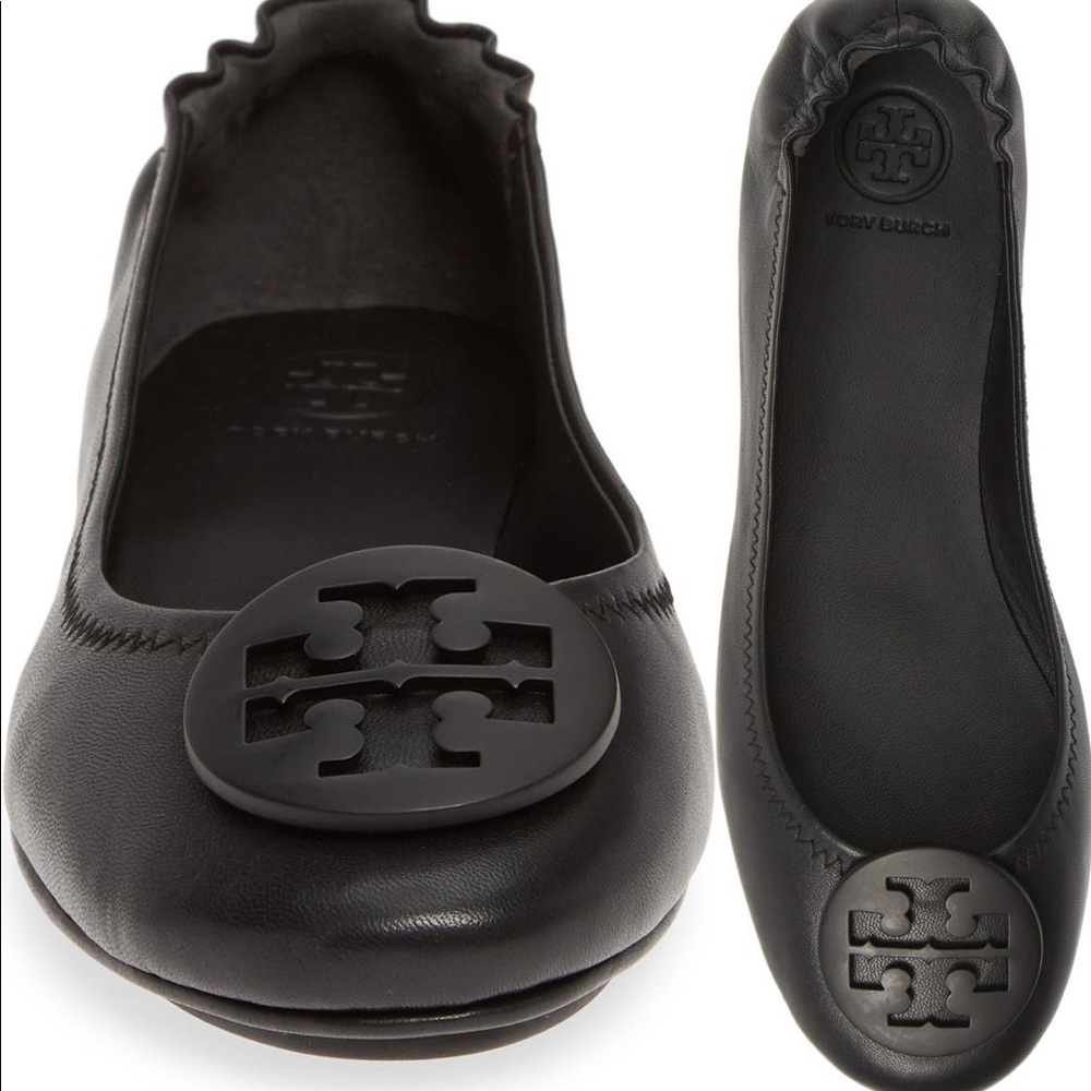 Tory Burch Minnie Travel Ballet Flats 7.5 Black